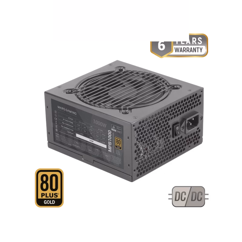 Mars Gaming Silence 1000W Gaming Power Supply 80 Plus Gold 120Mm | 6 Years Warranty | Tax Free