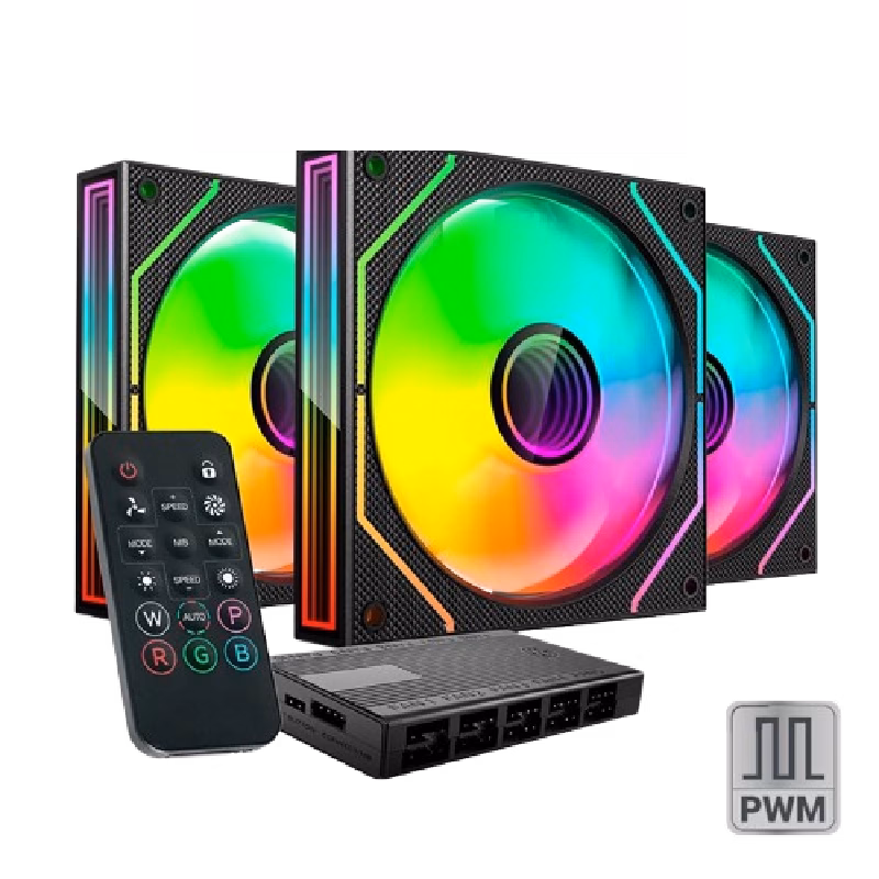 Mars Gaming Ultra-Quiet Pwm 3X 120Mm Infinity Mirror Argb Gaming Fan Argb Hub + Rf Remote Black | MF3DPROKIT | Tax Free