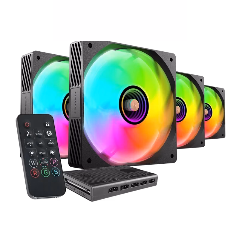 Mars Gaming Ultra-Silent 4X 120Mm Infinity Mirror Argb Gaming Fan With Argb Hub + Remote | MFSI4KIT | Tax Free