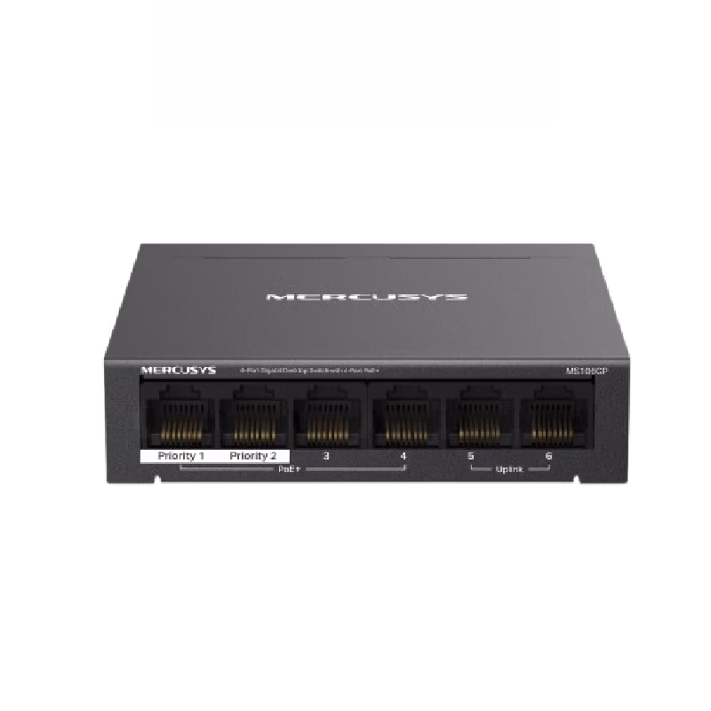 Mercusys 6-Port Gigabit Desktop Switch with 4-Port PoE+ | MS106GP