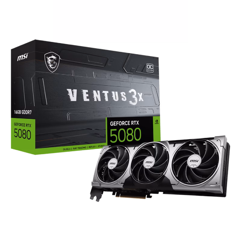 MSI GeForce RTX 5080 16G Ventus 3X OC Plus 256 bits PCIe Gen 5 GPU Blackwell Architecture 16GB GDDR7 | G5080-16V3CP