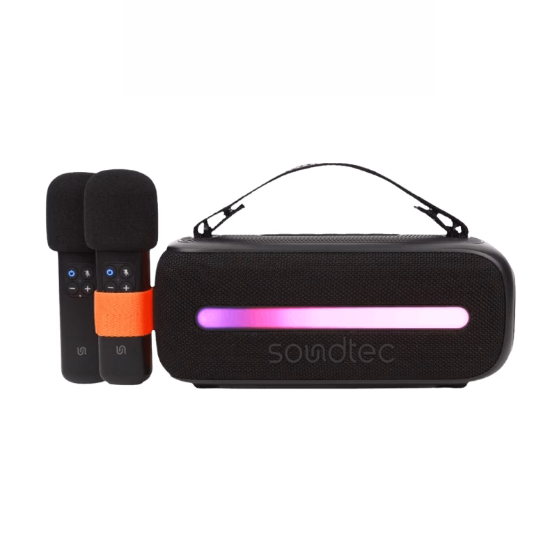 Porodo Soundtec 14W Speaker with Dual Wireless Microphone – Black | PD-STWLEP029-BK