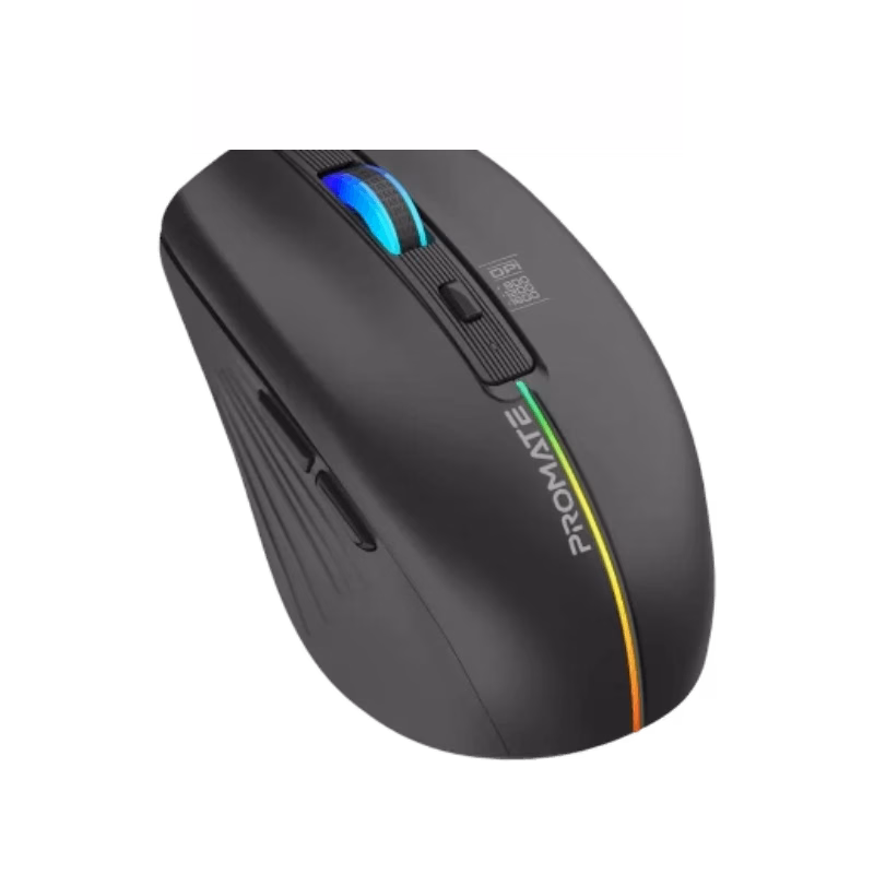 Promate Kitt Ergonomic Wireless RGB Mouse | BLACK