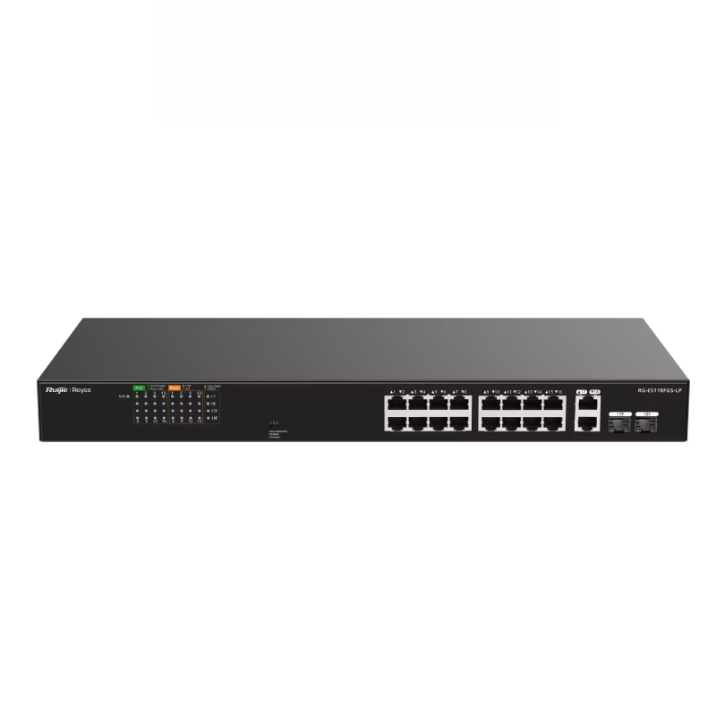 Ruijie Reyee RG-ES118FGS-LP 16-Port 10/100 Mbps with 2-Port Gigabit Unmanaged PoE Switch | Tax Included