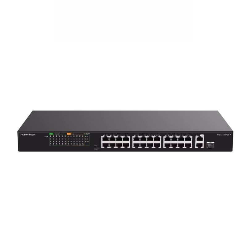 Ruijie Reyee RG-ES126FGS-P 24-Port 10/100 Mbps with 2-Port Gigabit Unmanaged PoE Switch 370W | Tax Included