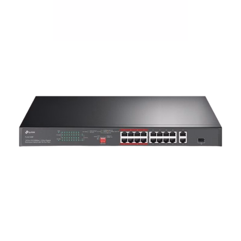 TP-Link 16-Port 10/100Mbps Gigabit Rackmount Switch with 16-Port PoE+ | TL-SL1218P