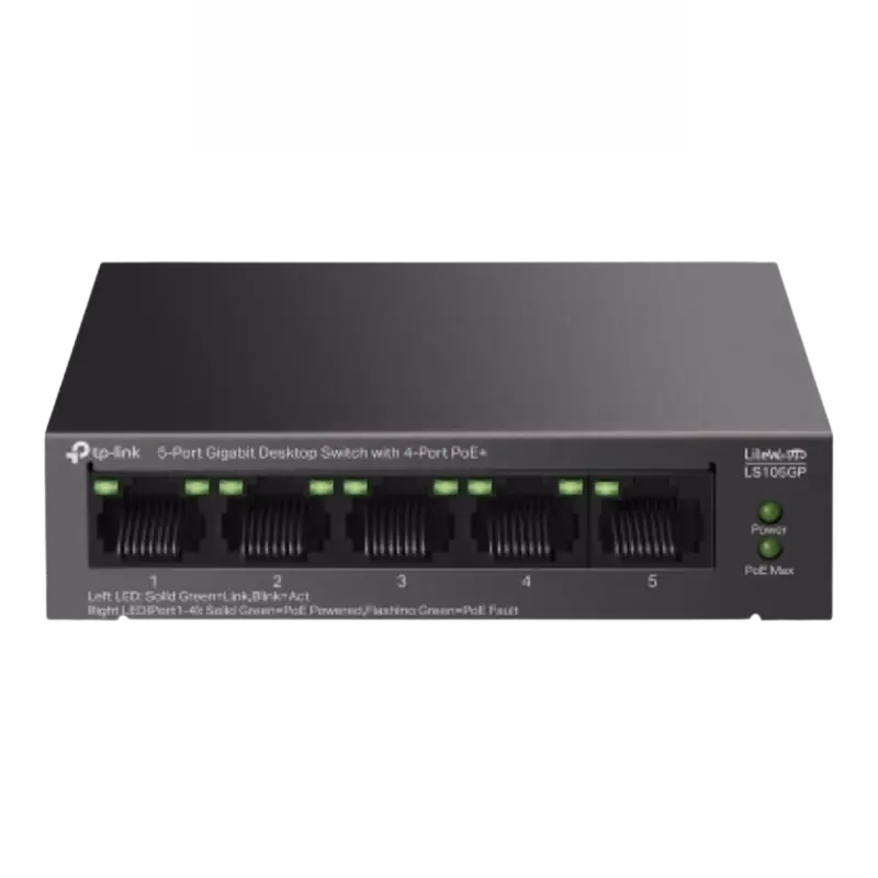 TP-Link 5-Port Gigabit Desktop Switch with 4-Port PoE+ | LS105GP