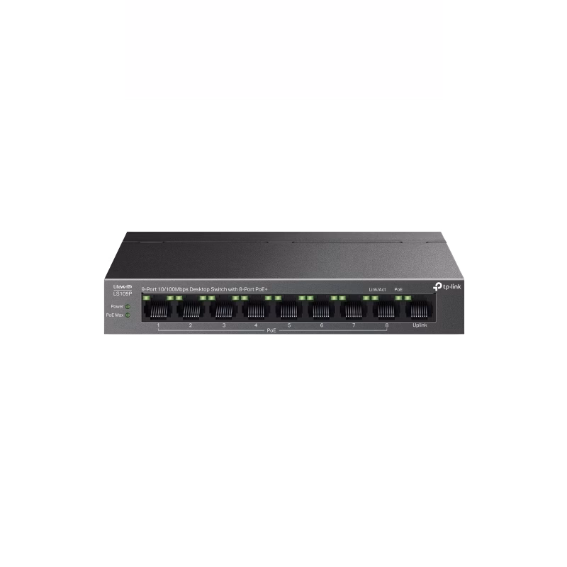 TP-Link LS109P 9-Port 10/100Mbps Switch with 8-Port PoE+