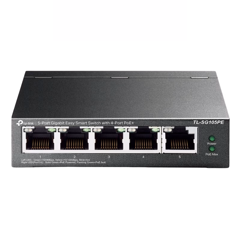 TP-Link 5-Port Gigabit Easy Smart Switch with 4-Port PoE+ | TL-SG105PE