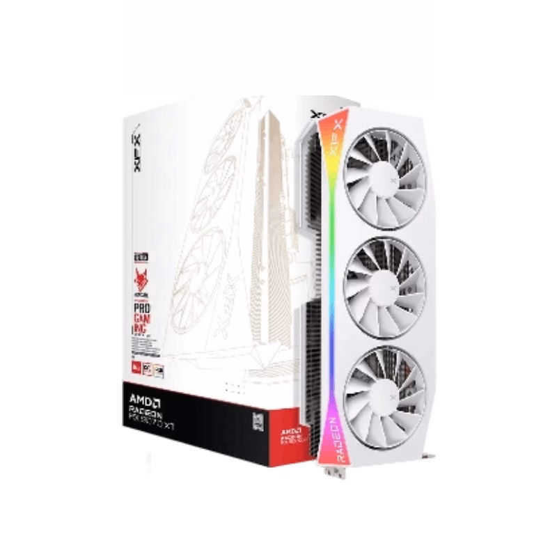 XFX Mercury AMD Radeon RX 9070XT OC White Gaming Edition with RGB | 1 Years Warranty | Tax Included