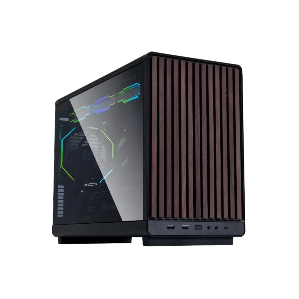 Lian Li Dan A3 mATX Case Wood Edition with Glass Side Panel – Black