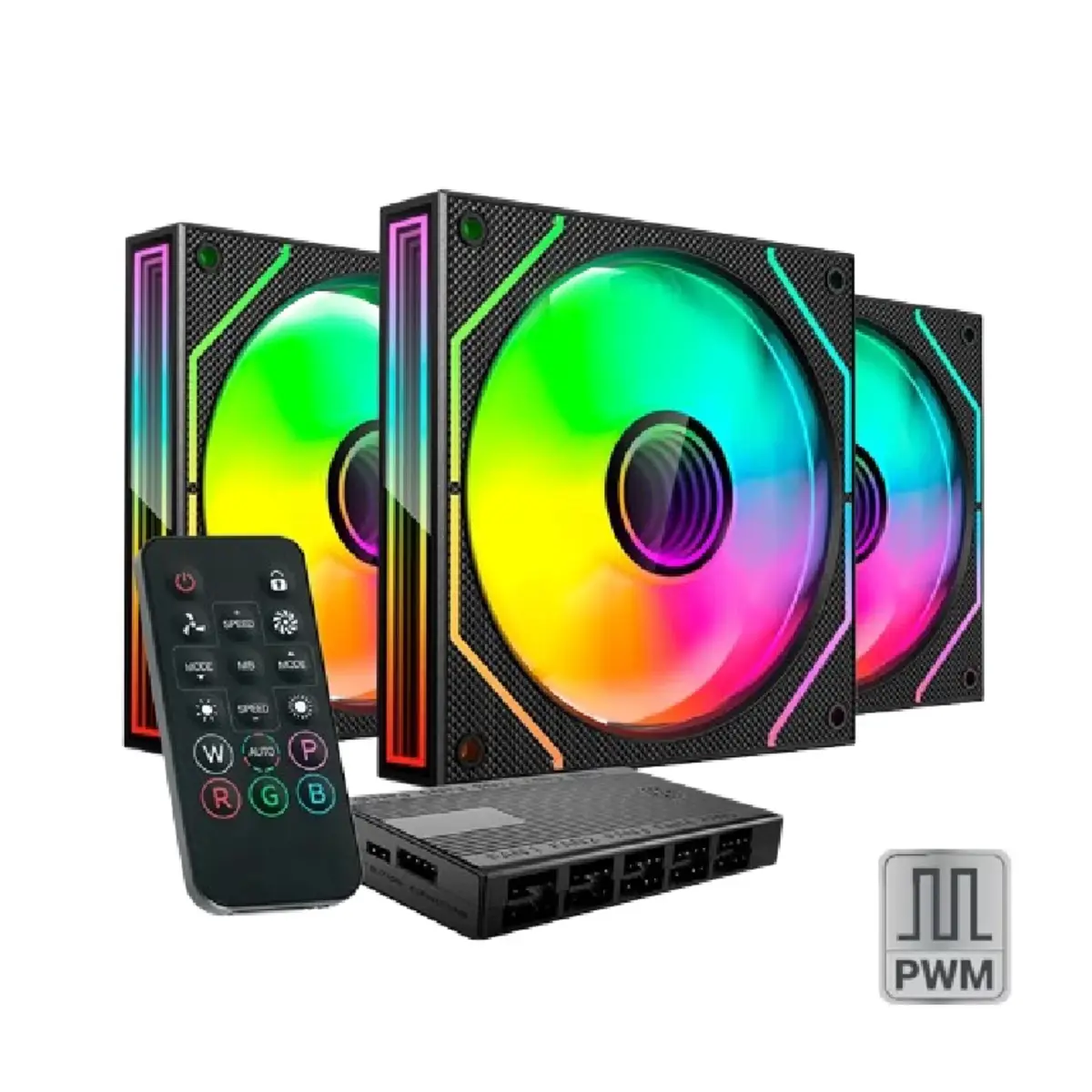Mars Gaming Ultra-Quiet Pwm 3X 120Mm Infinity Mirror Argb Gaming Fan Argb Hub + Rf Remote Black | MF3DPROKIT | Tax Free
