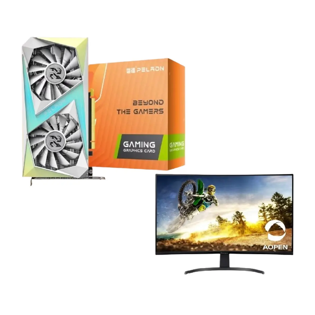 Bundle (PELADN RTX 3050 6GB GDDR6 PCI Express 4.0 Video Card | Q/PLZN001-2019 + Aopen 32HC5QR 31.5″ FHD 165Hz Curved Gaming Monitor)