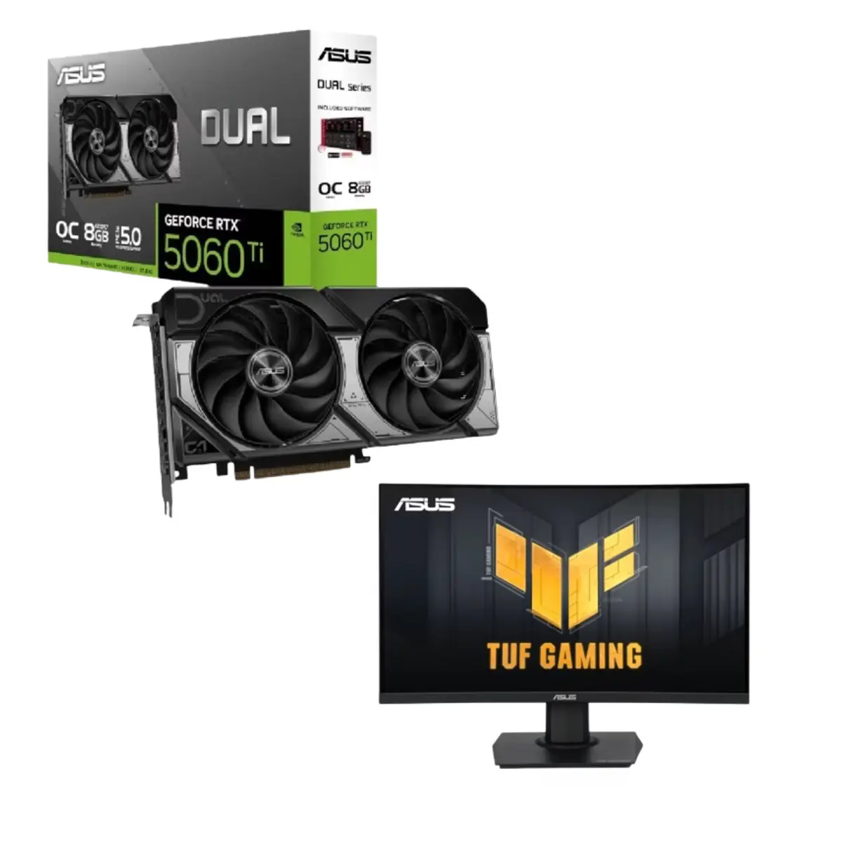 Bundle (Asus Graphic Cards 5060Ti | 90YV0MP2-M0NA00 + Asus TUF Gaming VG24VQER 24″ FHD 180Hz Curved Monitor)