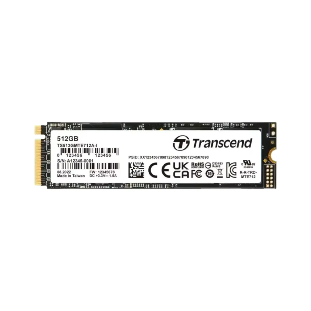 Transcend Enterprise M.2 512GB SSD NVMe MTE712A Series | TS512GMTE712A | 3 Years Warranty
