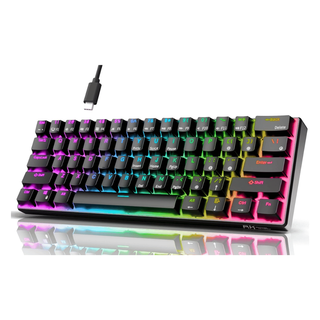Royal Kludge RK61 3-Mode Wireless Mechanical Keyboard (Red Switch / Black RGB)