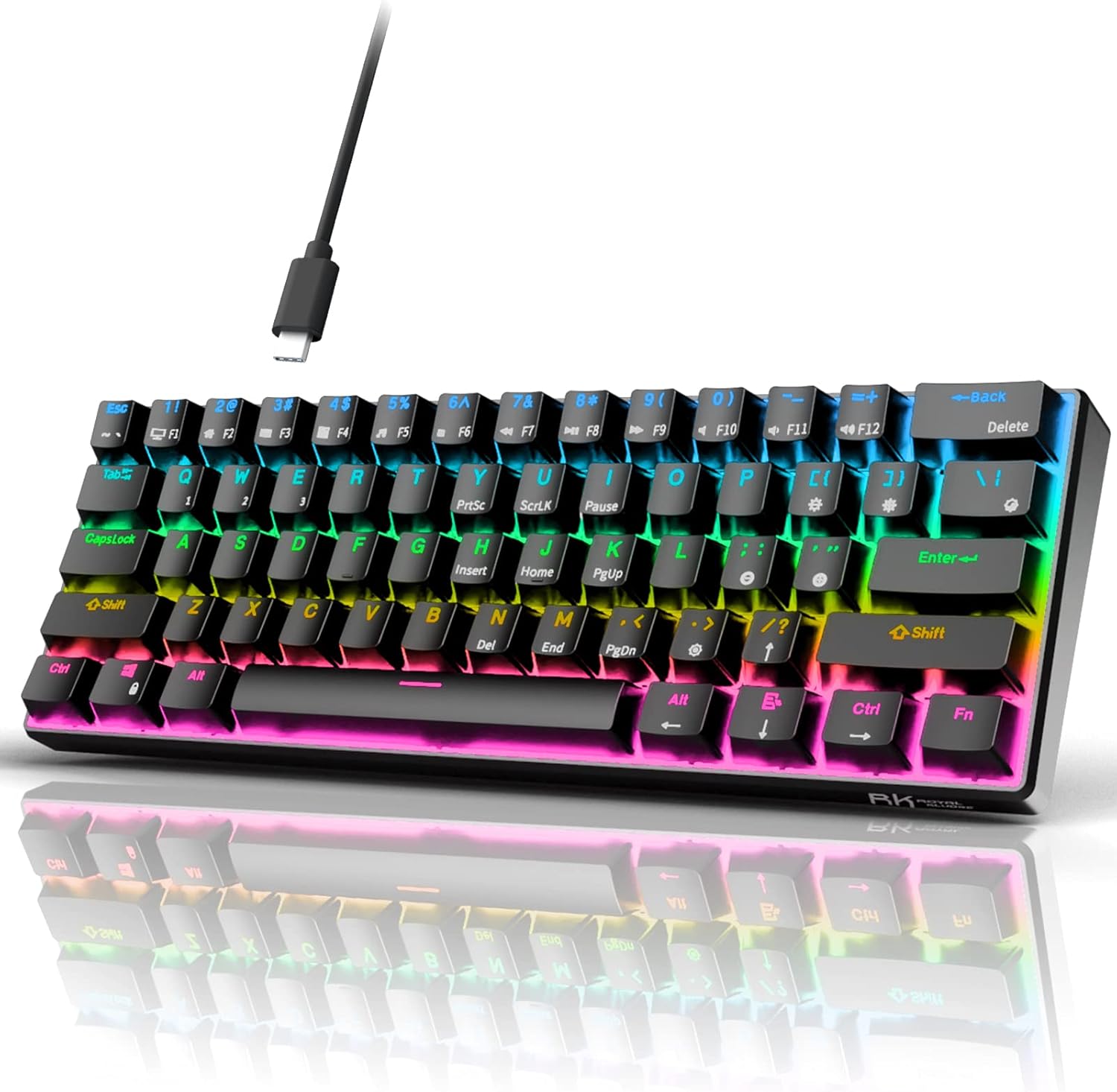 ROYAL KLUDGE RK61 61KEYS / BLUE SWITCH / BLACK RGB (3C) W-W-B KEYBOARD