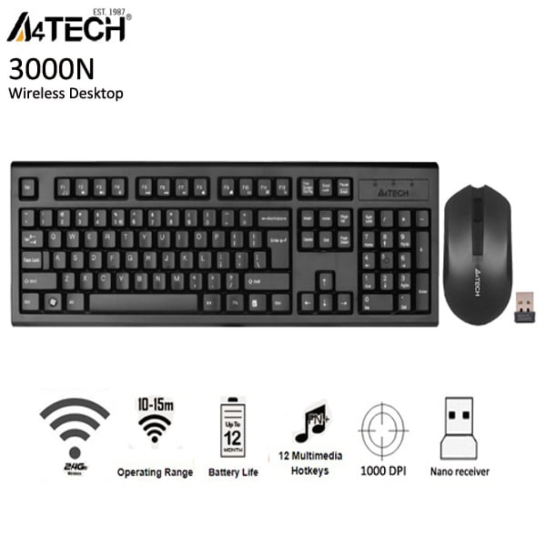 A4TECH Wireless KEYBOARD MOUSE 3000N