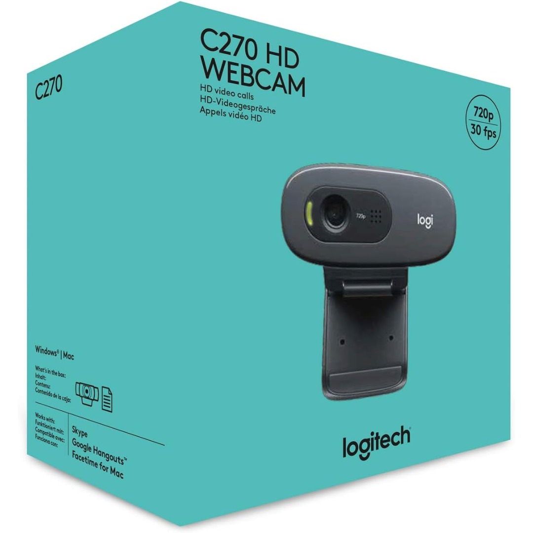 Logitech C270 HD Webcam – 720p HD Video Calling Camera with Microphone – New