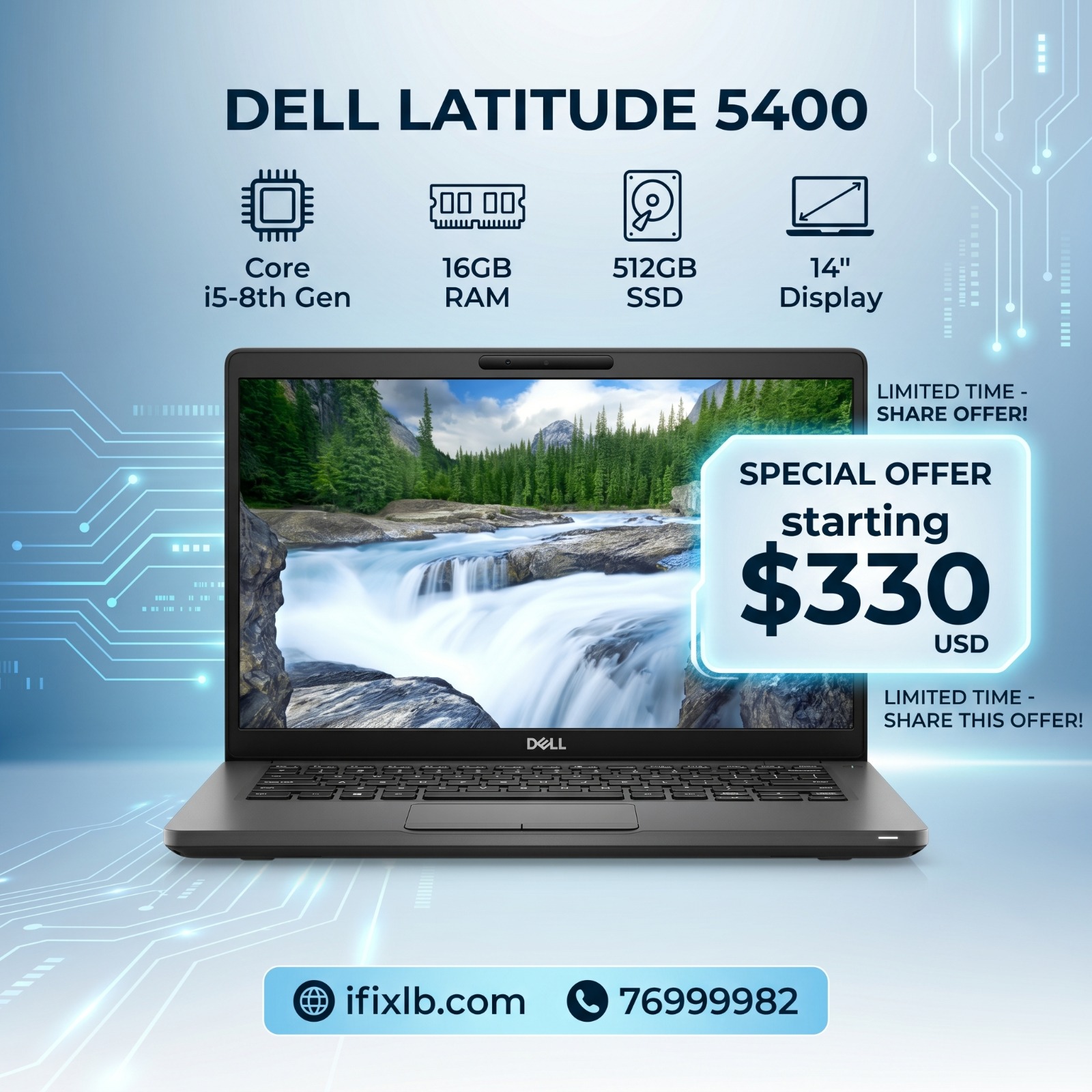 Dell Latitude 5400 – Core i5-8th / 16GB / 512GB – 14" – Pre-Owned