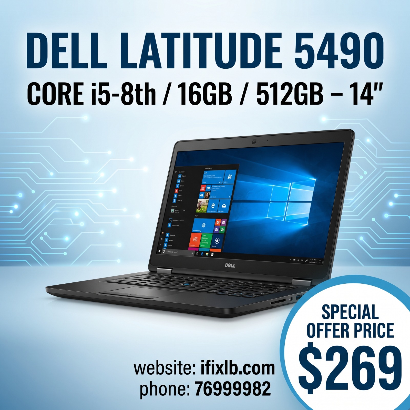 Dell Latitude 5490 – Core i5-8th / 16GB / 512GB – 14" – Pre-Owned