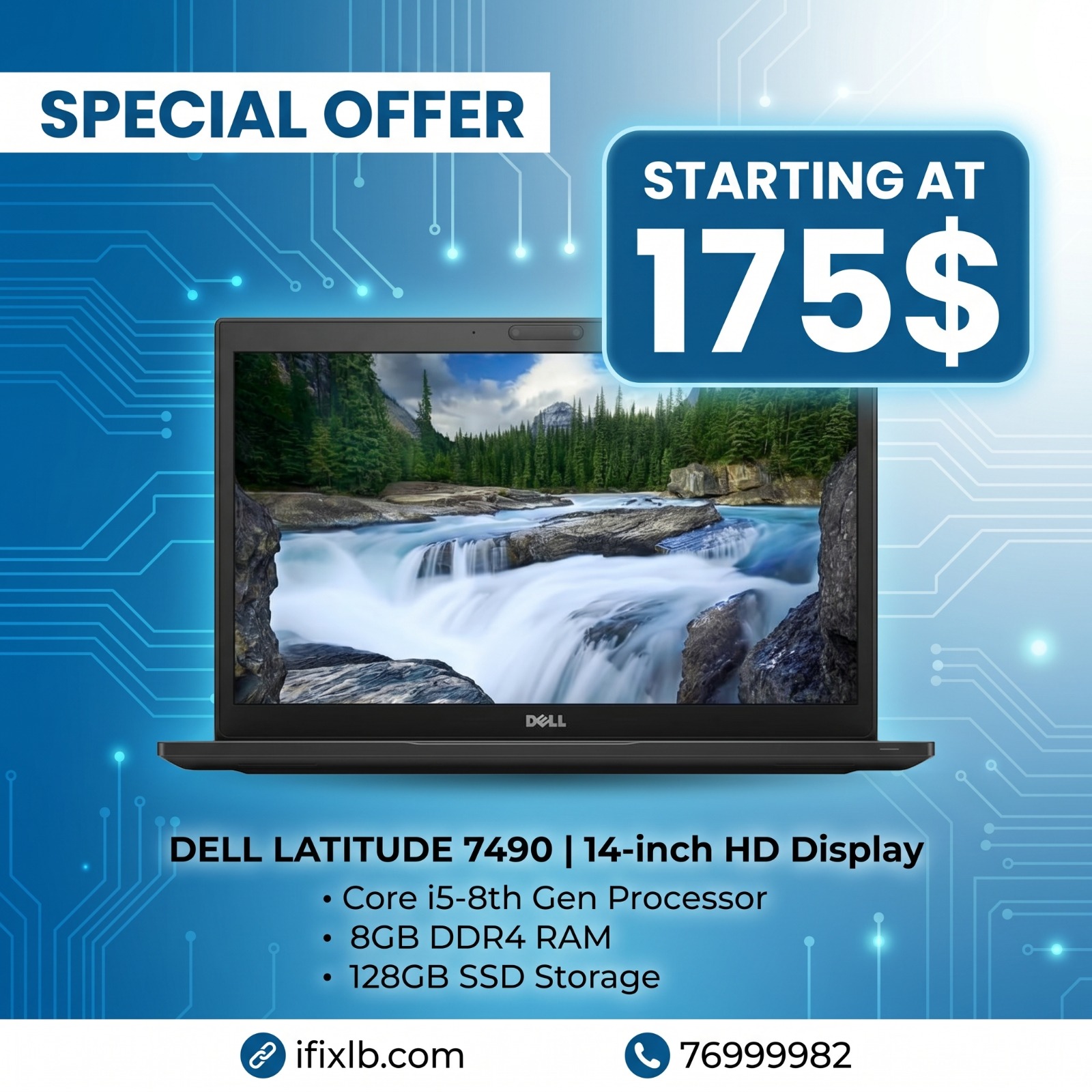 Dell Latitude 7490 – Core i5-8th / 8GB / 128GB – 14" – Pre-Owned