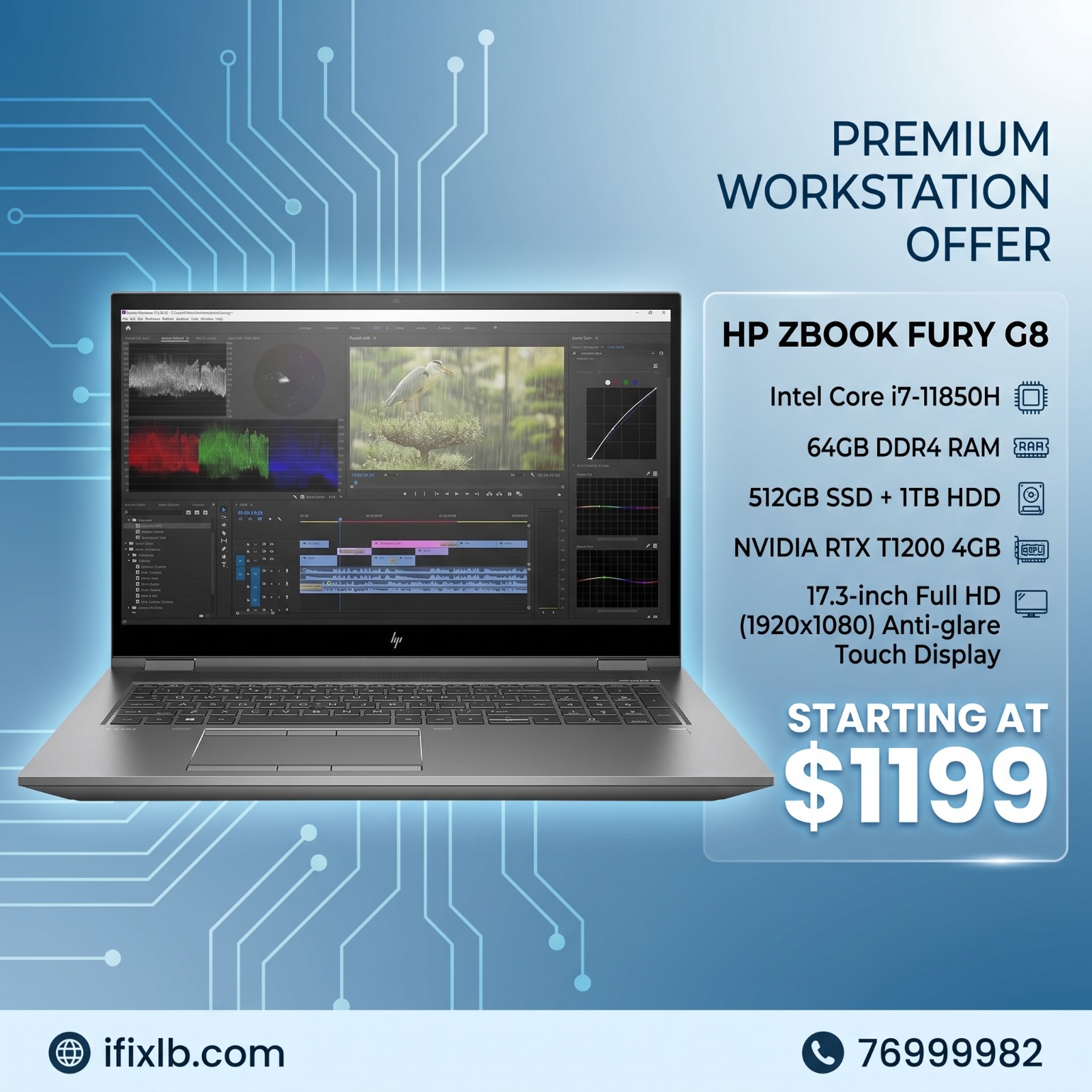HP ZBook Fury G8 – Core i7-11850H / 64GB / 512GB – 17.3" – Pre-Owned