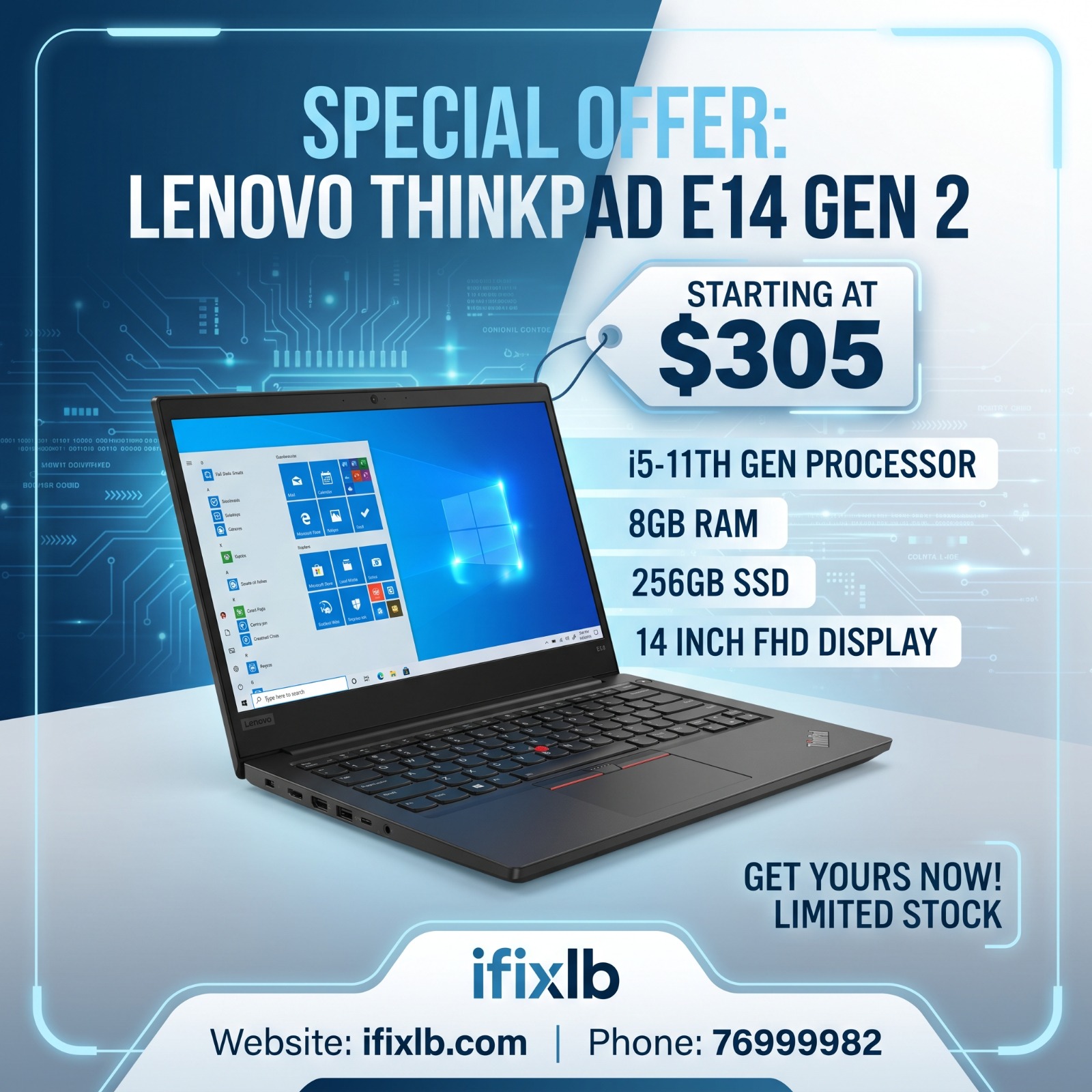 Lenovo ThinkPad E14 Gen 2 i5-11TH 8GB Pre-Owned
