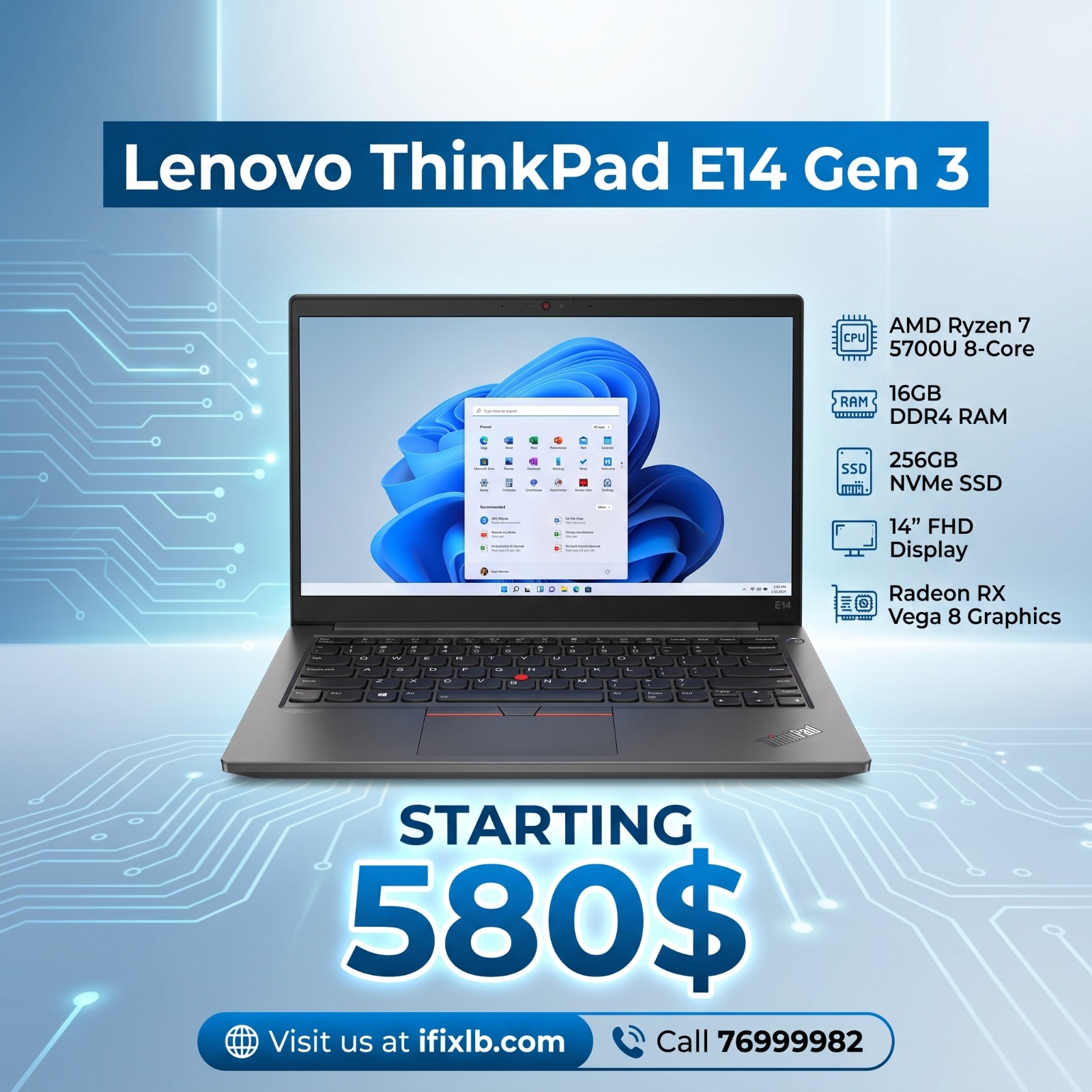 Lenovo ThinkPad E14 Gen 3 (AMD Ryzen 7) Pre-Owned