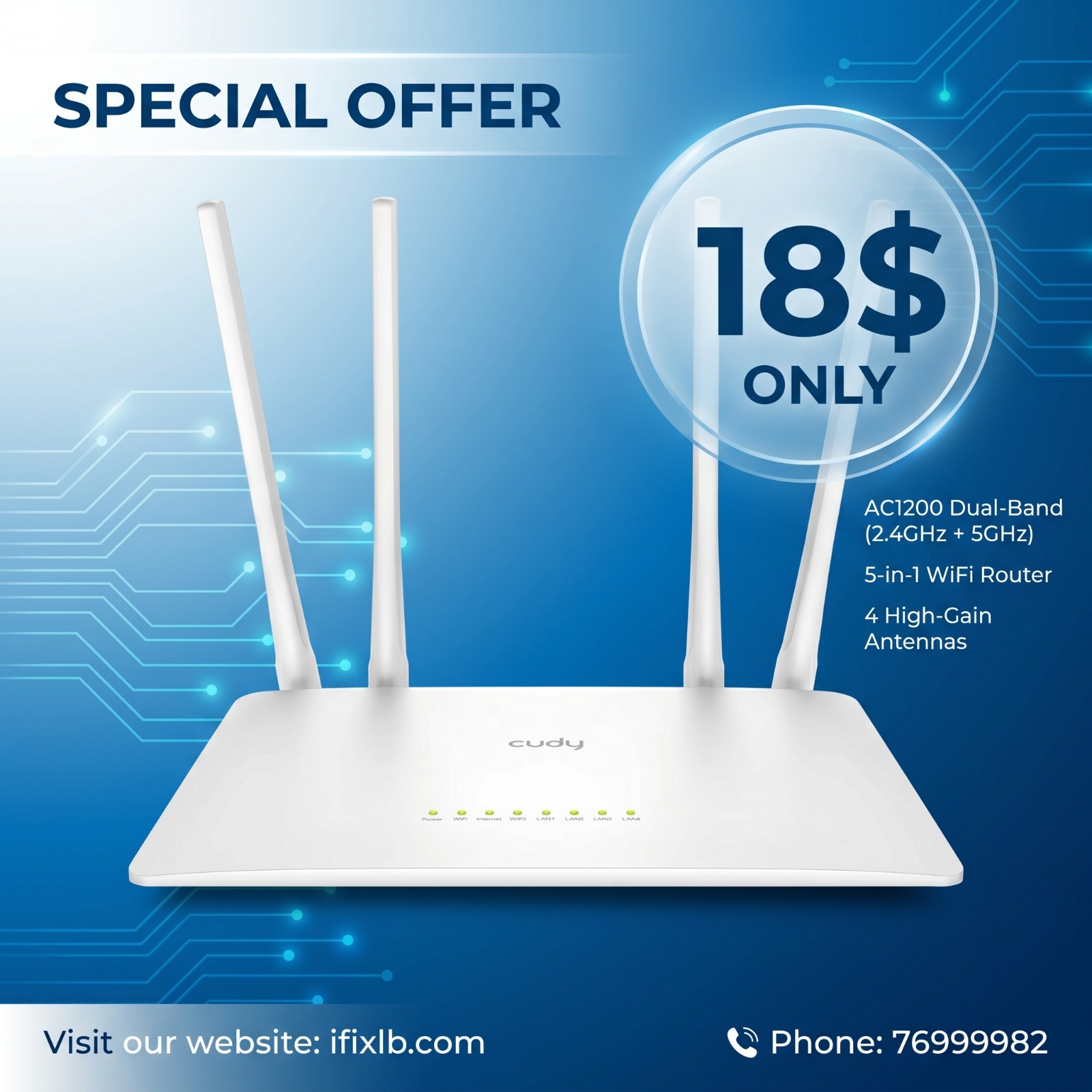 Cudy WR1200 AC1200 5-in-1 Dual Band WiFi Router