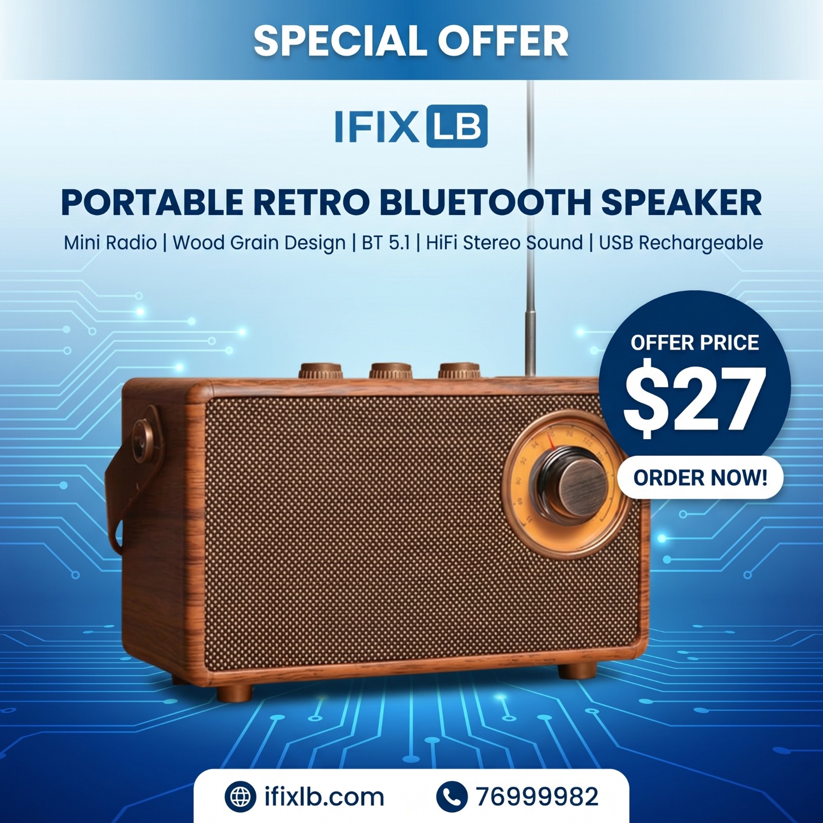 Portable Retro Bluetooth Speaker