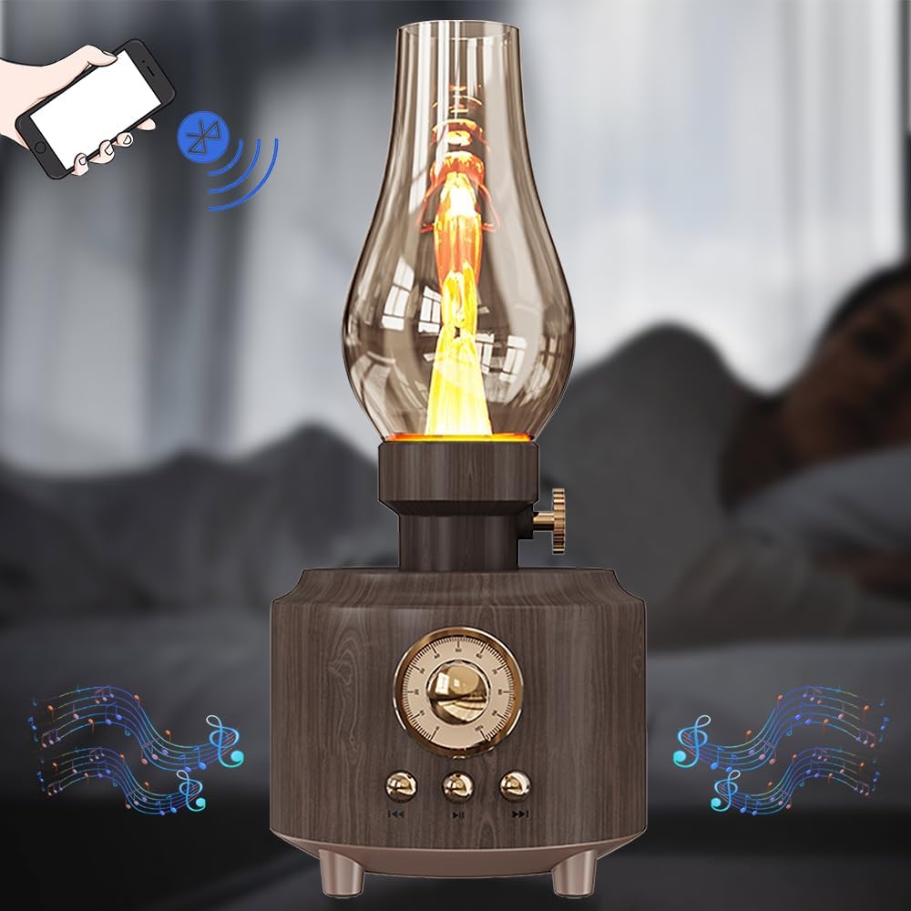 Retro Design Speaker with Flame Light