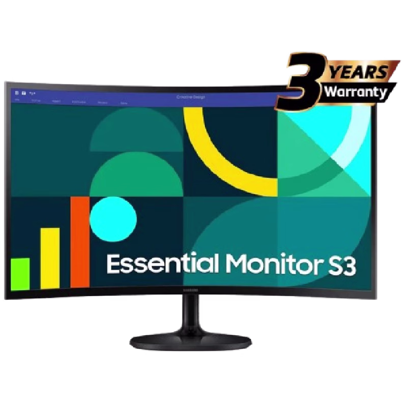 Samsung S3 Essential (D362) 27″ Full-HD VA Curved Monitor | LS27D362GAMXUE | 3 Years Warranty